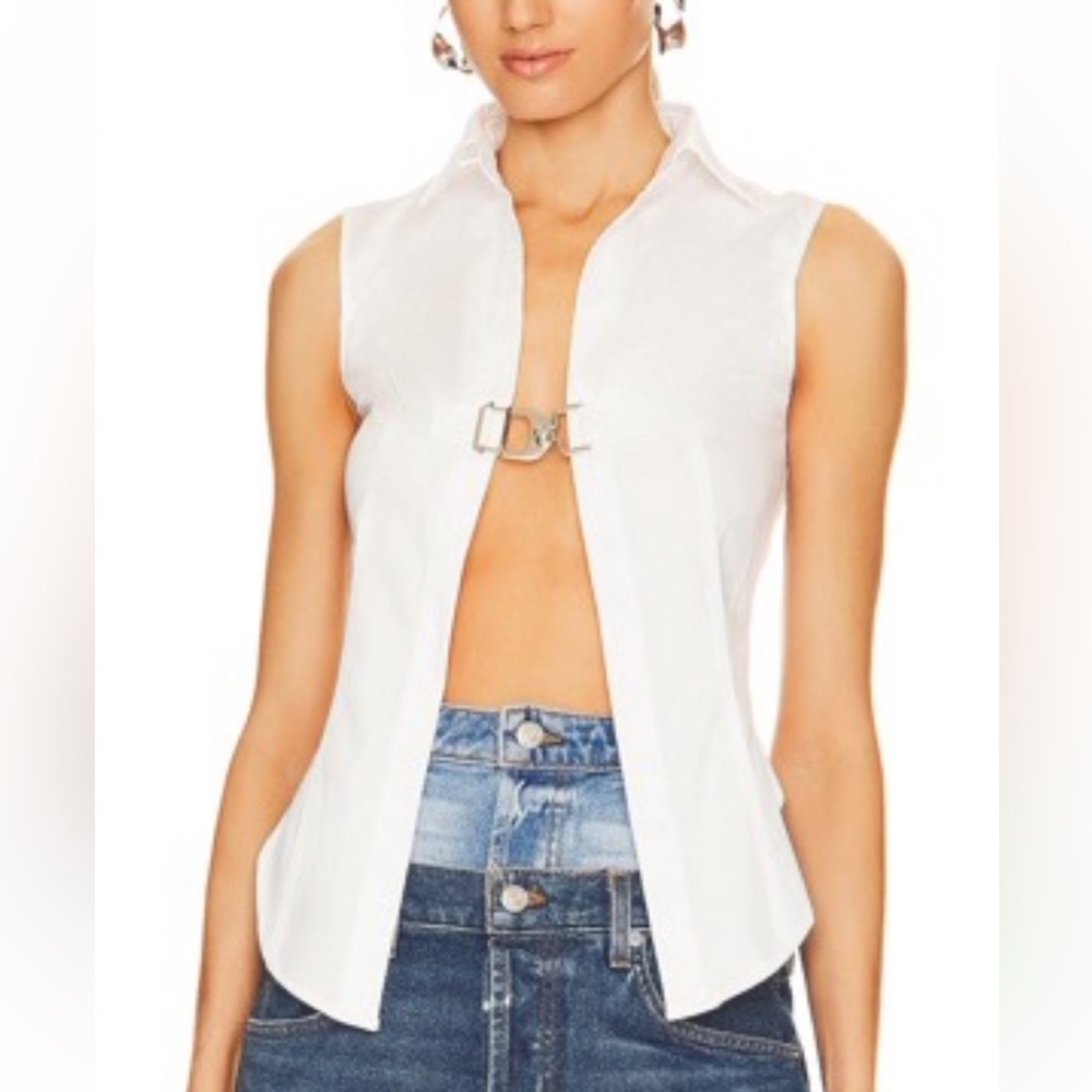 EB Denim White Sleeveless Front-Clip Camisole